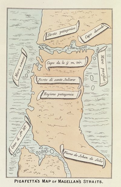Patagonia and Tierra del Fuego Showing the Strait that Will Later Take the Navigator